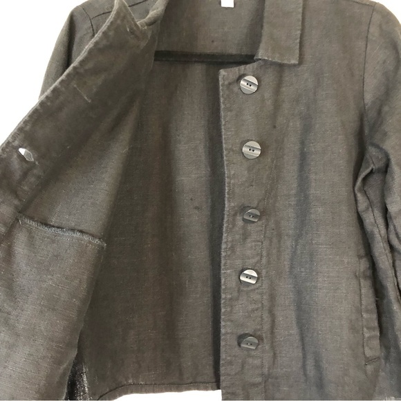 FLAX 100% Linen Black Blazer Button Jacket Size P (4/6) - Picture 2 of 11